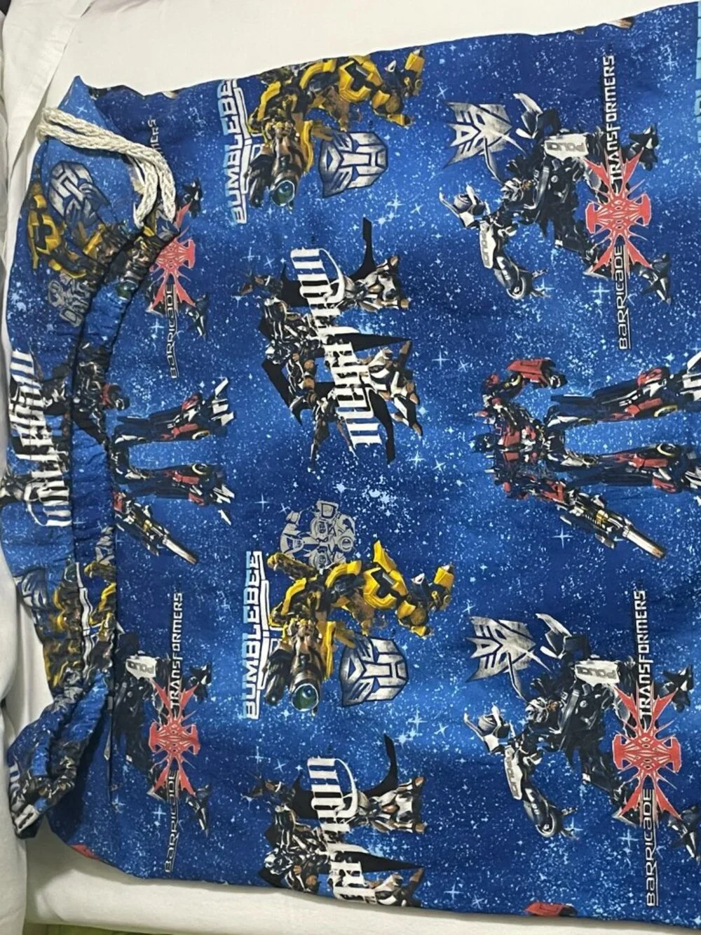 Handmade Transformers Trick or Treat Halloween Pillowcase Candy Bag Blue Drawstr